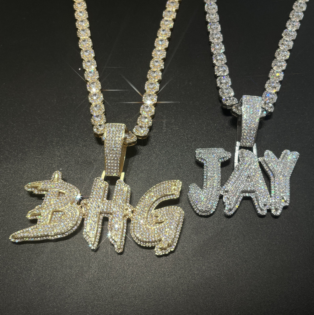 Aangepaste naam ketting voor mannen gepersonaliseerde letters hangers ijs uit charmes hiphop rock sieraden