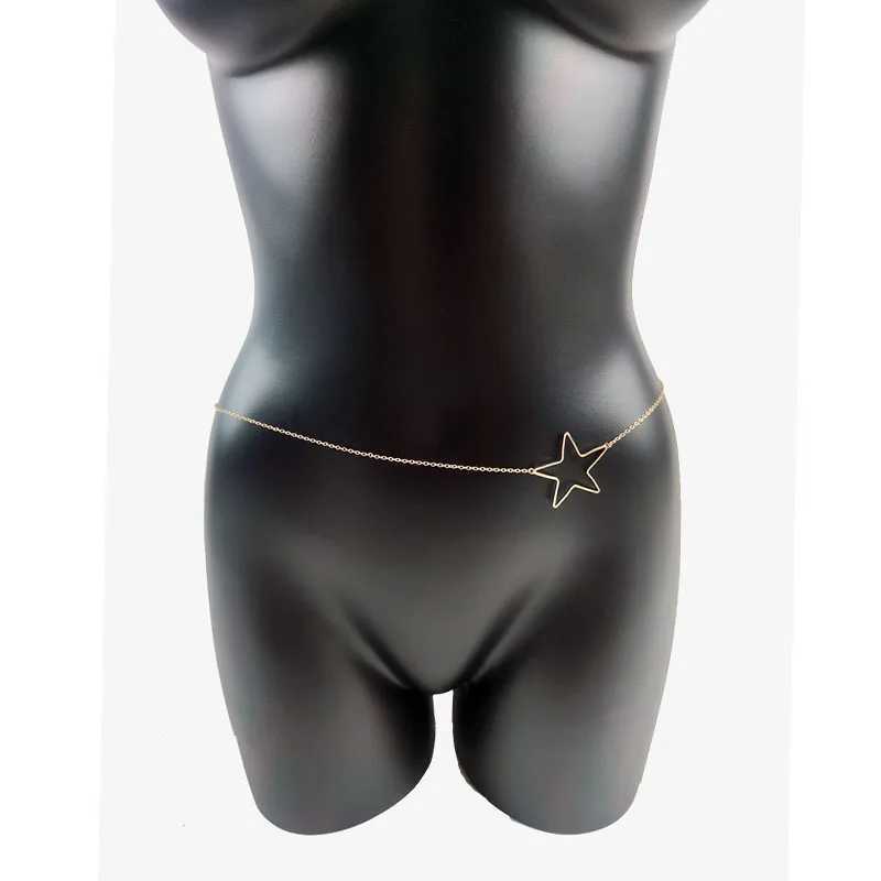 Taillenkette Gürtel Body Jewelry Star Taille Kette für Frauen Bauchkette Punk Fashion Bikini Sexy Kleid Beach Accessoires Luxus Goth Best Girl D240430