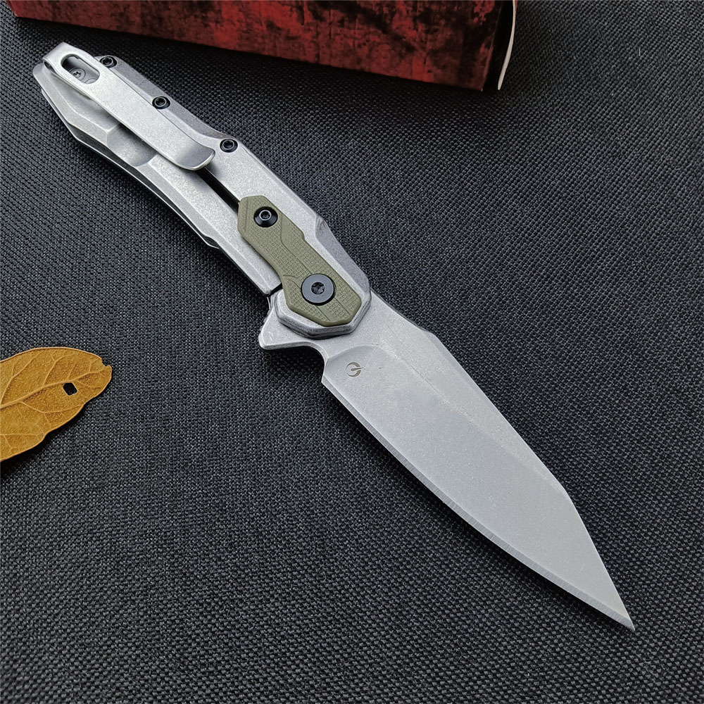 KS 1369 Flipper Folding Knife 8Cr13Mov Stonewashed Clip Point Blade G10 Handtaget Hunting Camping EDC Outdoor Rescue Tool Pocket Knife 1660 7550