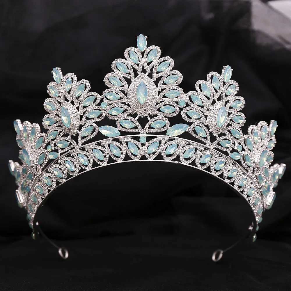 Tiaras es nuevos princesa barroca ópalo cristal tiara corona elegante reina tiara fiesta de boda accesorios de vestir para el vestido joyería