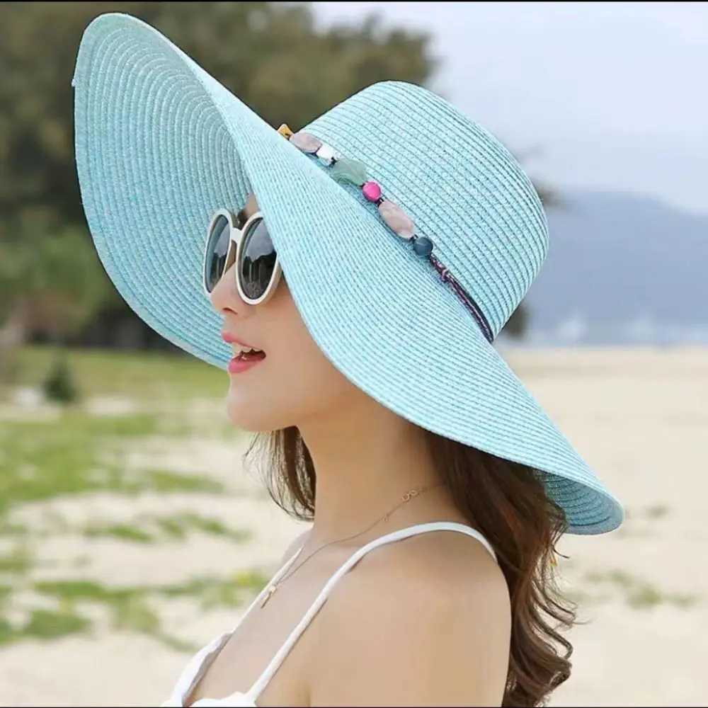 Chapeaux à bord large chapeau seau de seau uv protection str chapeau haute qualité respirable pliage soleil ombrage de plage chapeau de plage décontracté j240429