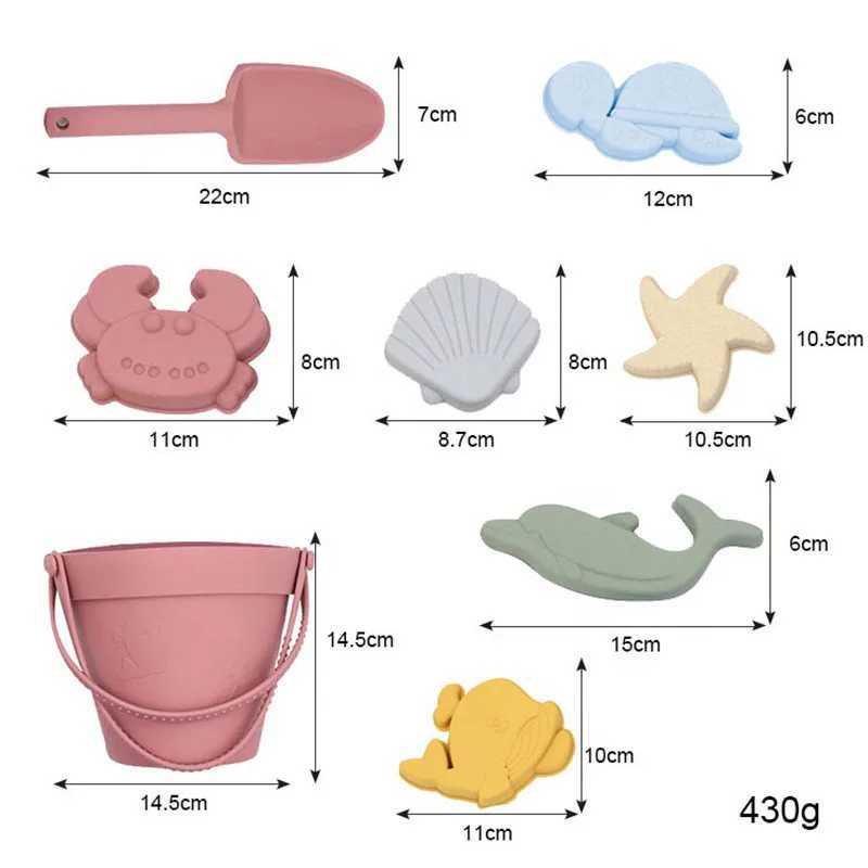 Sand Play Water Fun Beach Toys for Kids Soft Silicone Sand Toys Set Enfants Play Sand Bucket Phelt Tools Summer Outdoor Beach Games Sandbox Toys D240429