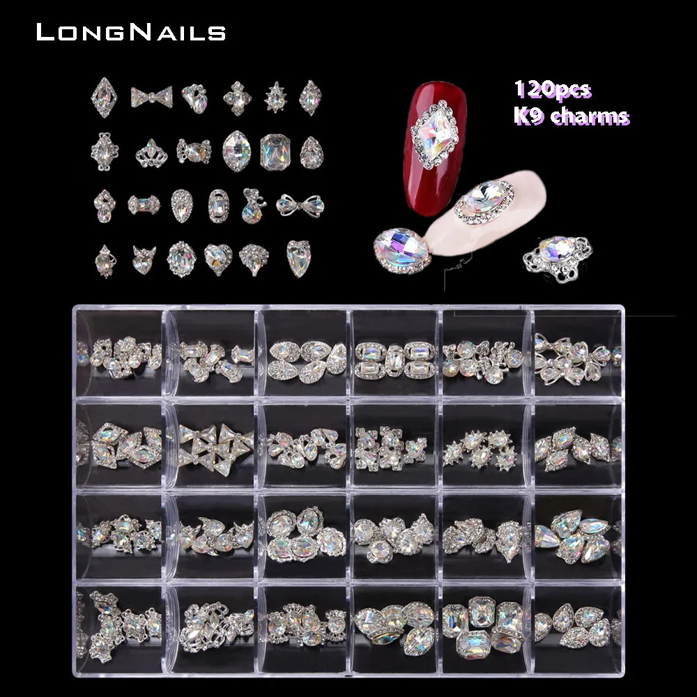 Luxury Nail Art Rhinestones Kit 3D Alloy Charmms Gems Crystal Decorations Diamonds Diy Jewelry Manicure Acessórios 240426