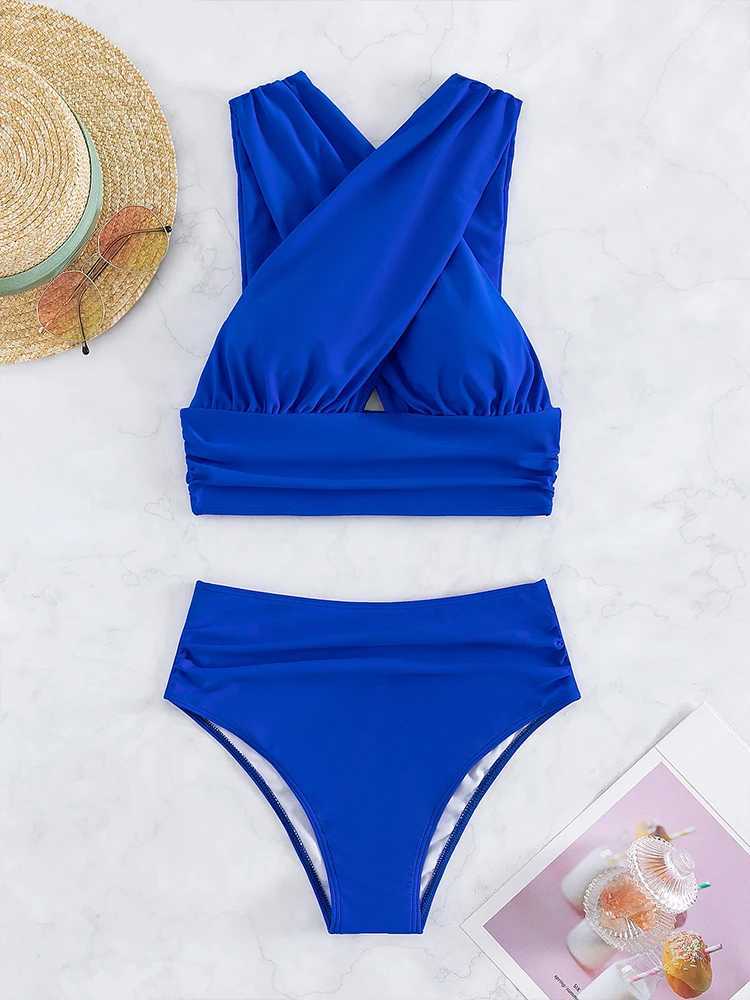 Swimwear femminile Peachtan Blue Bikini Bikini Push Up Style da bagno coreano Swimsuit High Wonsuit Women Women 2 pezzi Bikini Sexy Beachwear Woming Wearing Abitudismo Y240429