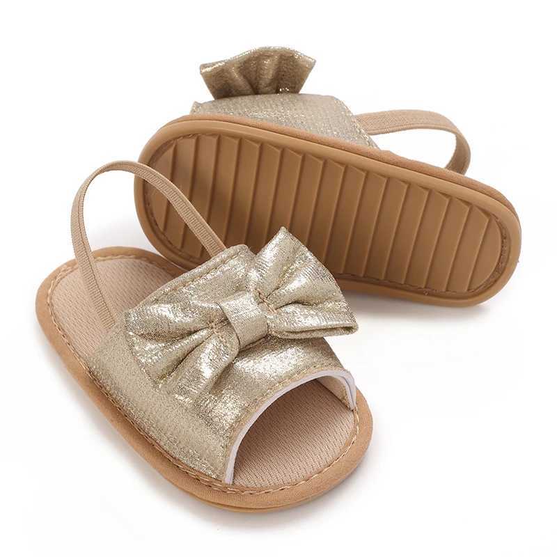 Sandals Fashion Newborn Infant Baby Girls Sandals Cute Summer Rubber Sole Flat Princess Shoes Infant Non-Slip First WalkersL240429