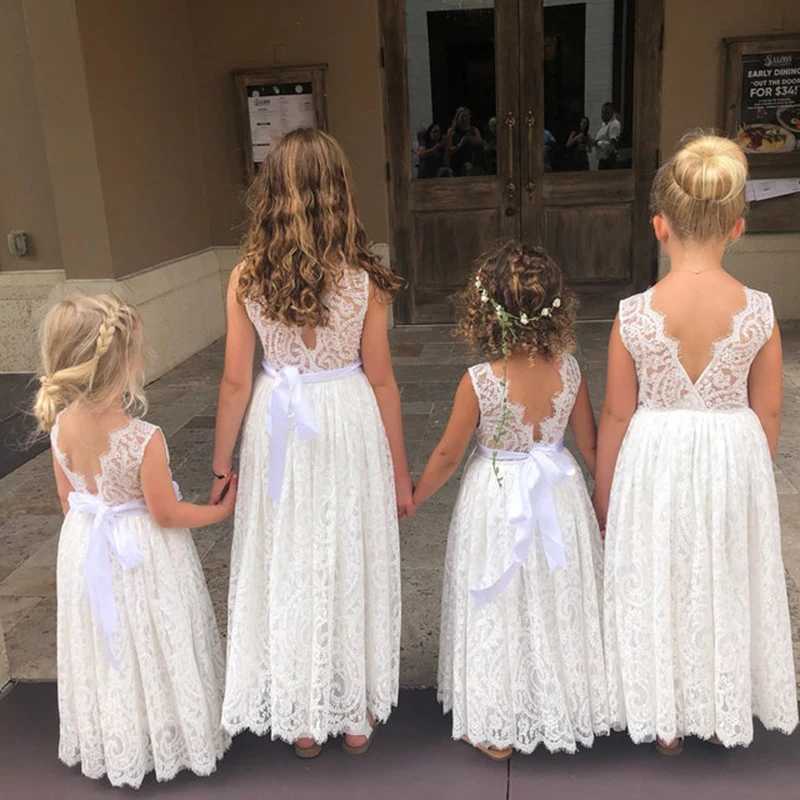 Sukienki dziewczynki plus size księżniczki bawełniane koronkowe impreza długa sukienka dla dzieci dzieci kwiat dziewczyny