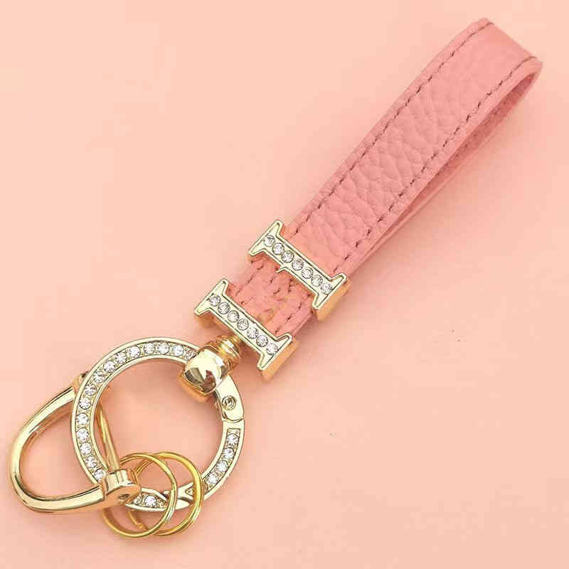 High Quality Luxury Car Keychain Diamond Letter H Couple Bag Keyrings Key Chain Pendant