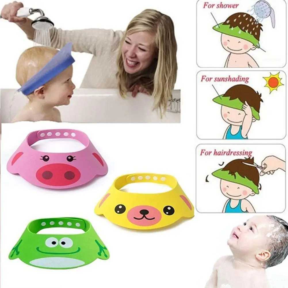 Dusch Caps Childrens Badrum Solshade Cap Mjuk och justerbar baby shower Cap Childrens Shampo Badrum Vattentät och skyddande schampool2404