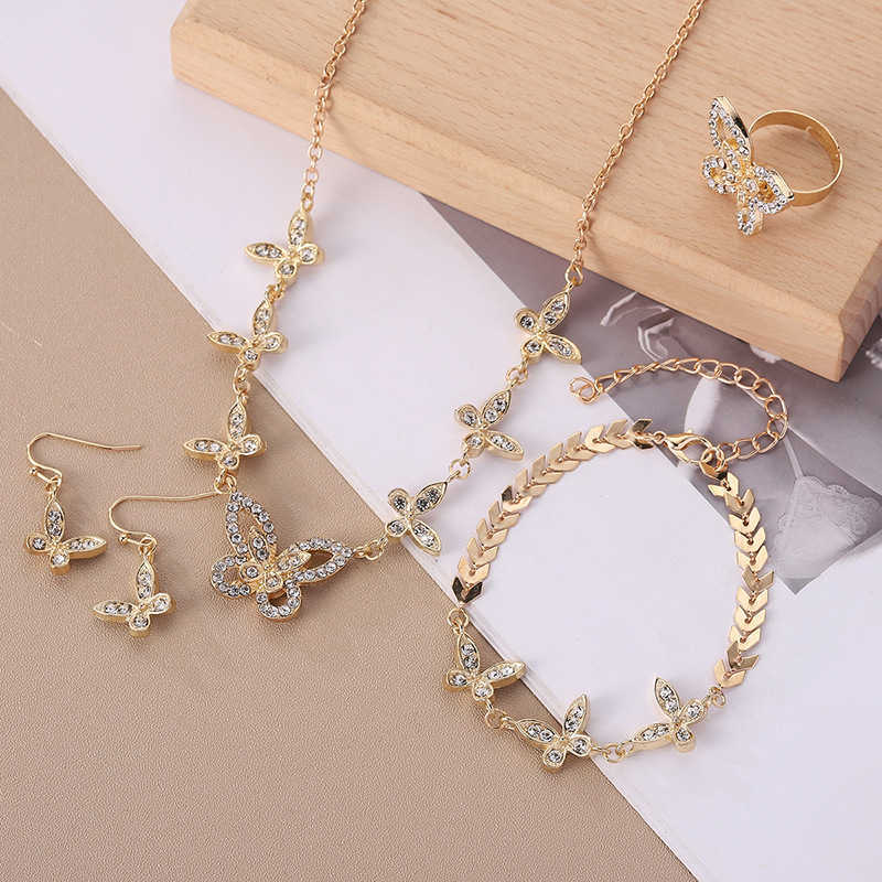 Designer Jewelry Luxury Graf Bracelet Pendant Necklace Phantom Butterfly Double Play Zircon Water Diamond Earrings Ring Bracelet Set Exquisite Craftsmanship