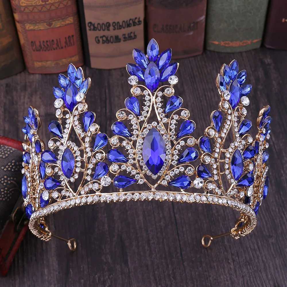 Tiaras barokke paars roodblauw groen kristal tiara kroon bruiloft feest haar sieraden koningin bruids bruid kroon haaraccessoires