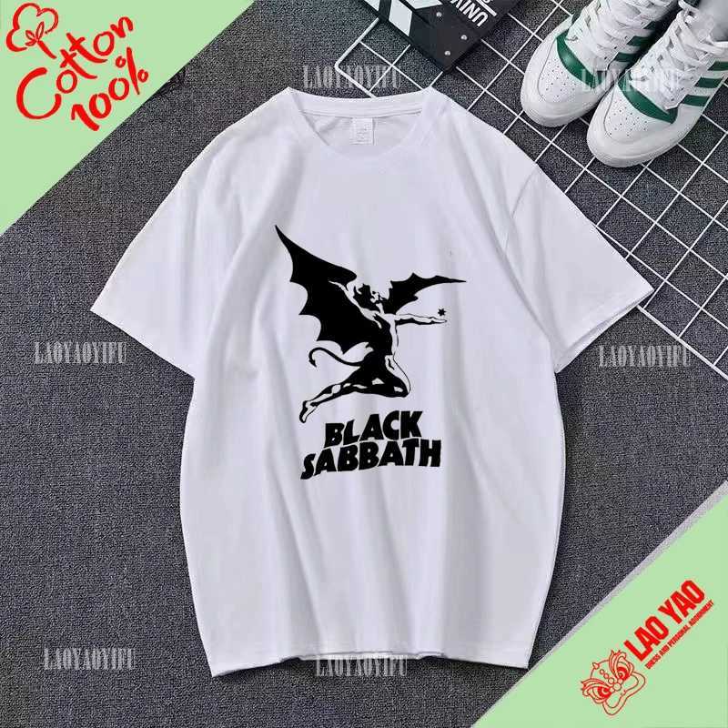 T-shirt féminin Sabbath Band Womens T-shirt noir Heavy Metal Rock Y2K Vêtements 100% coton à manches courtes T-shirt Street Vêtements TOPL2404