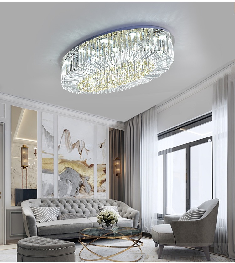 Ovaal kristallen plafondlampen moderne langwerpige heldere plafondlampen vleugje glanzend oppervlak gemonteerd lustres slaapkamer eetkamer woonkamer lampara's armaturen