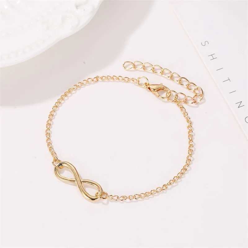 Catena semplice Bracciale a sfioro in argento d'argento dorato donne numero 8 fascino braccialetti braccialetti alla moda insolita festa di gioielli amante