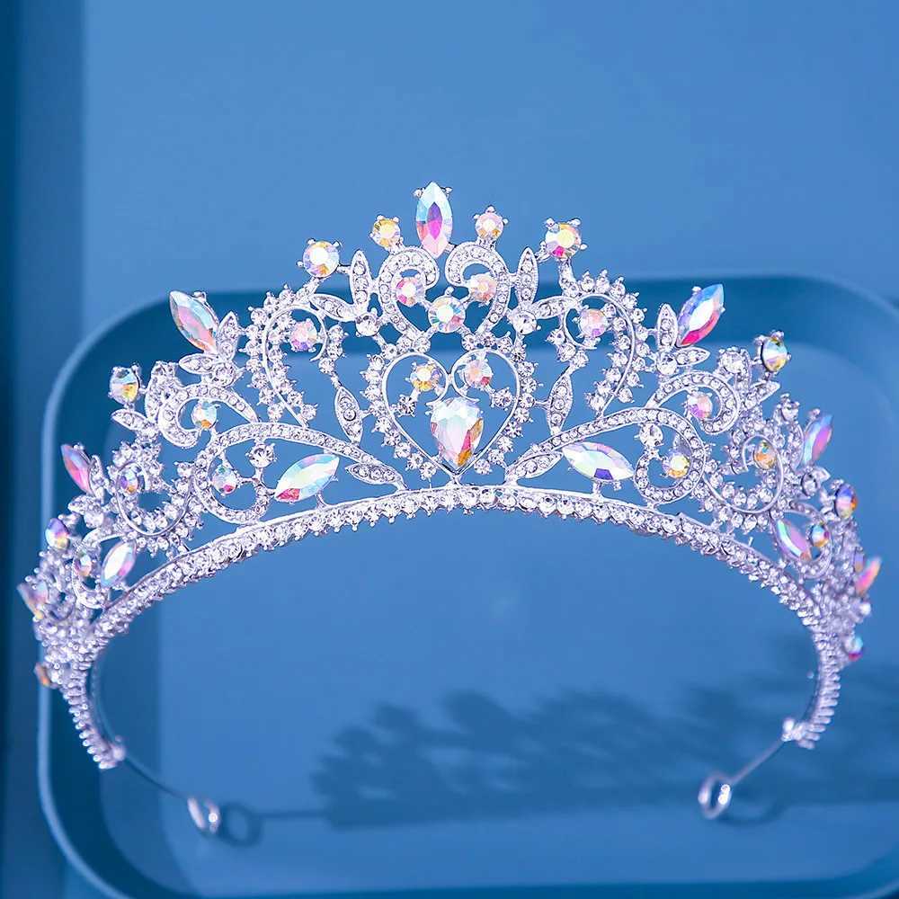 Tiaras lyx ab crystal blommor tiara krona för kvinnor bröllop fest gåva flickor drottning brud brud vatten dropp krona hår smycken