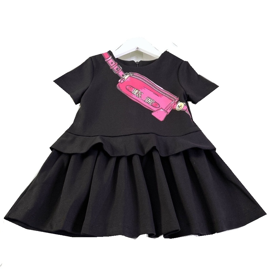 豪華な子供のドレス夏の女の子のデザイナー服ファッション子供レターベアシングルショルダーバッグプリント半袖ドレスZ7964