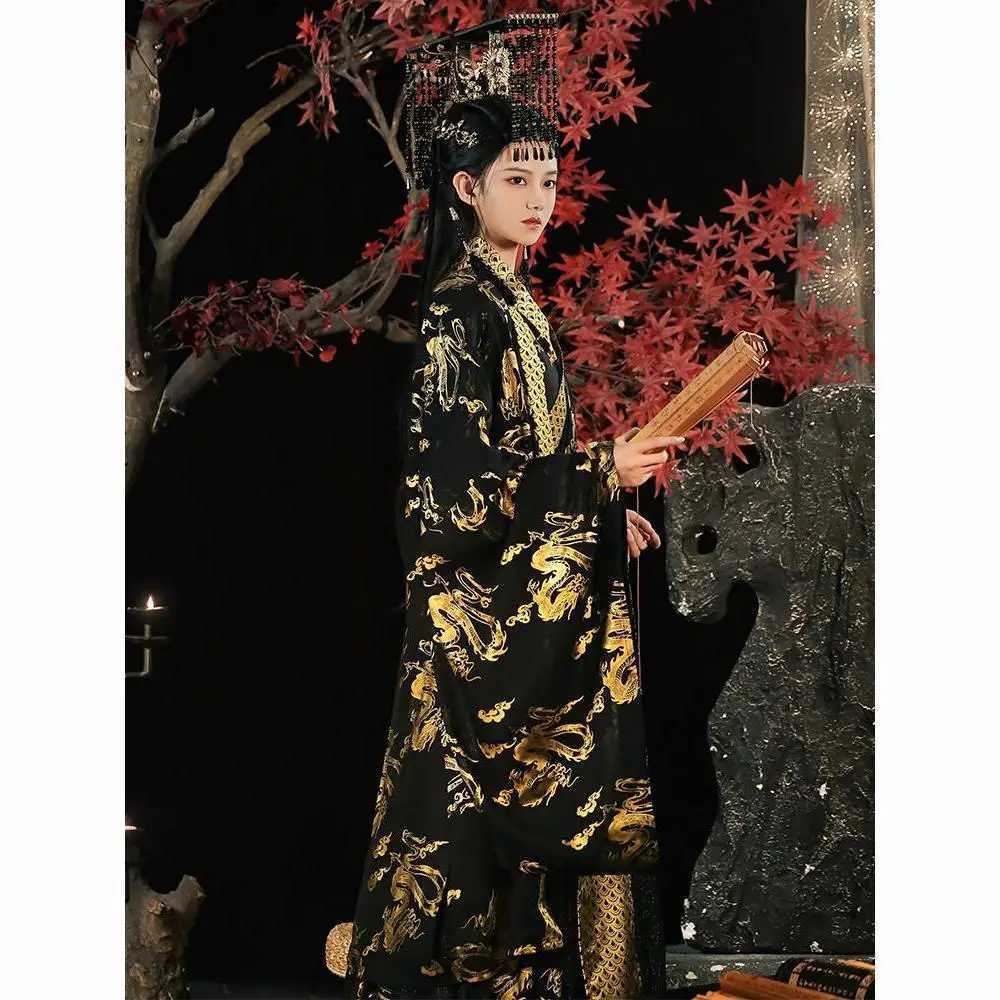 エスニック服ハンサムハンフブラックゴールドウェイジンウィンドカラー青銅器中国風の春夏中国スタイルの男性と女性