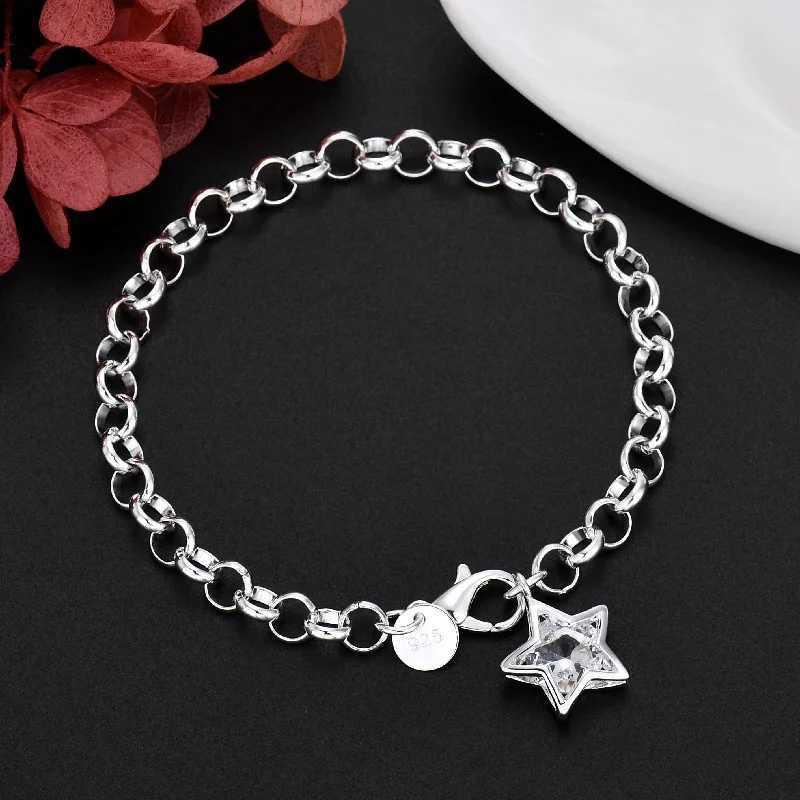 Kette Klassiker 925 Sterling Silber Shining Crystal Star Armbänder für Frauen Mode Original Designer -Party Hochzeit Schmuck Geschenke