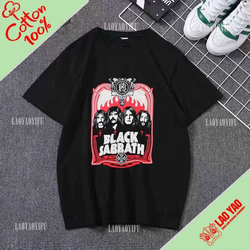 T-shirt féminin Sabbath Band Womens T-shirt noir Heavy Metal Rock Y2K Vêtements 100% coton à manches courtes T-shirt Street Vêtements TOPL2404