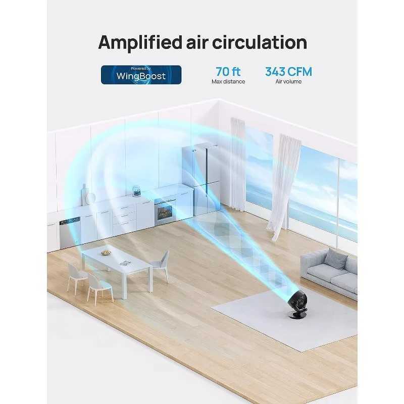 Ventole elettriche ventilatori oscillanti silenziosi da 9 pollici con ventola da circolatore ad aria remota tutta la stanza potente flusso d'aria da 70 piedi 120 inclinazione regolabile D240429