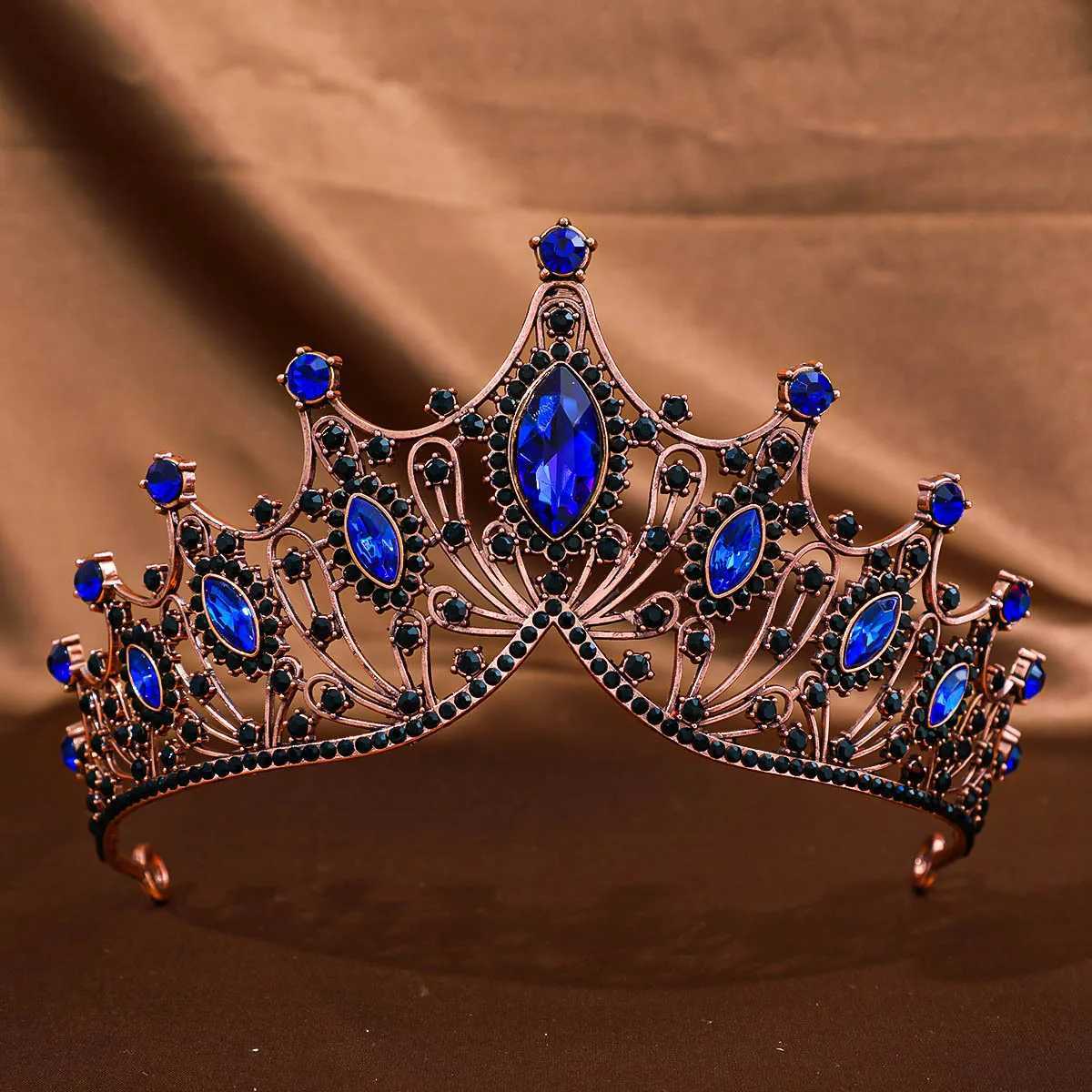 Tiaras Baroque Vintage Big Crystal Tiara Women Wedding Girls Birthday Party Punk Fashion Dress Crown Hair Accessories