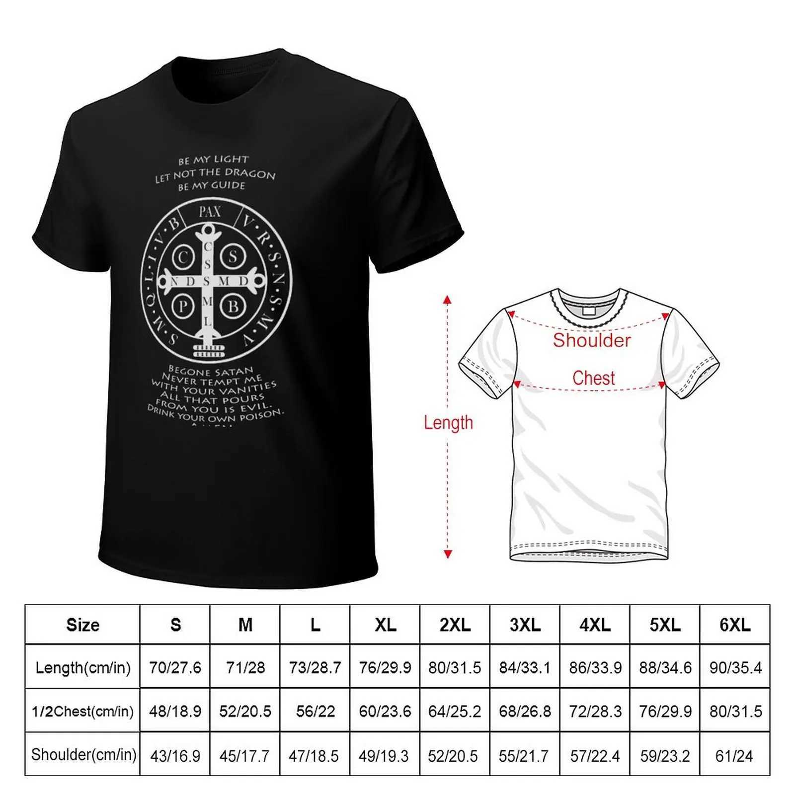 T-shirt maschile Saint Benedict Medal Preghiera Nera T-Shirt T-shirt Assini anime Maglietta bianca Mano Mens extra grande maglietta Large T-shirtl2403