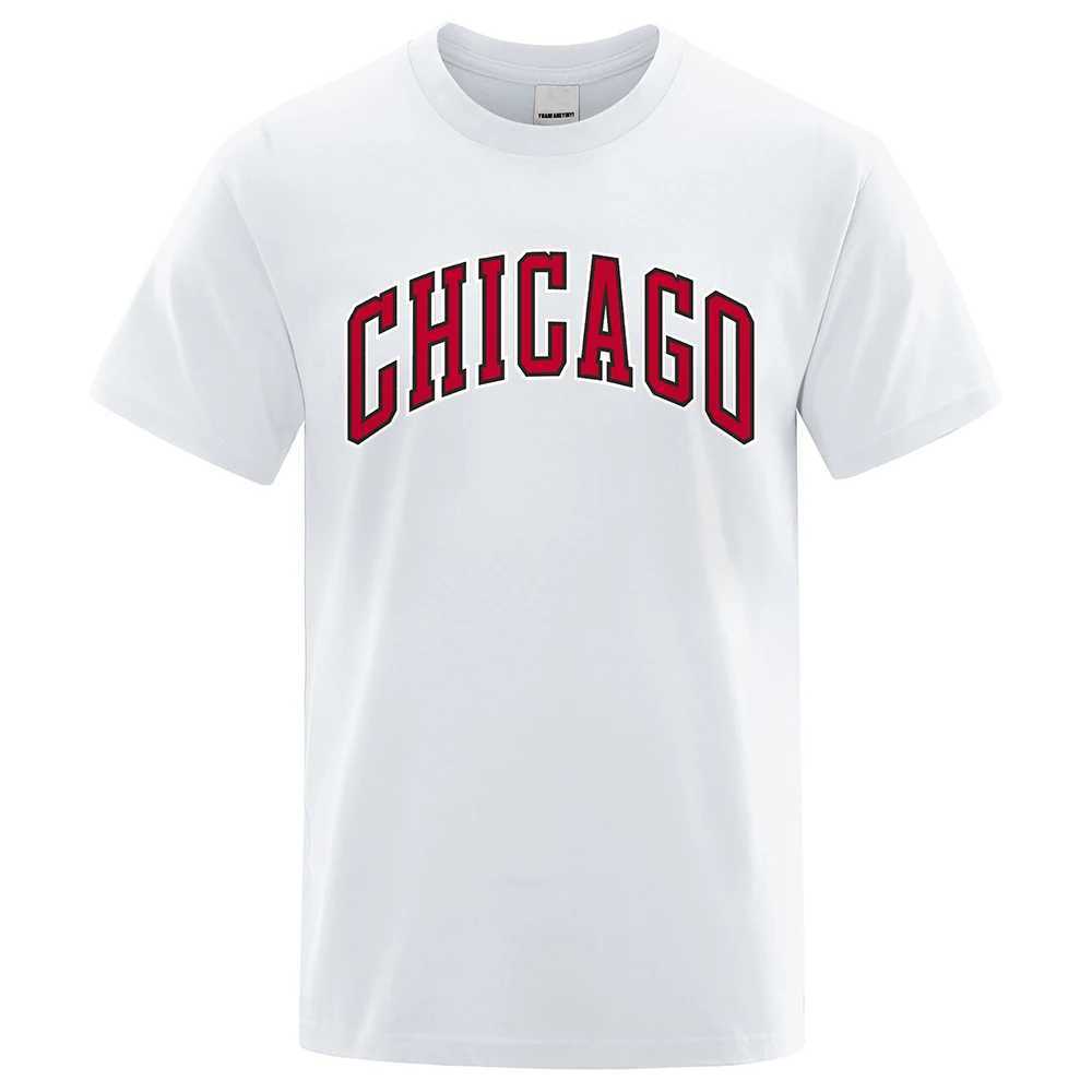 T-shirts masculins USA City Chicago Strt Lettre imprimées T-shirts Mentiers Summer des slves surdimensionnés surdimension