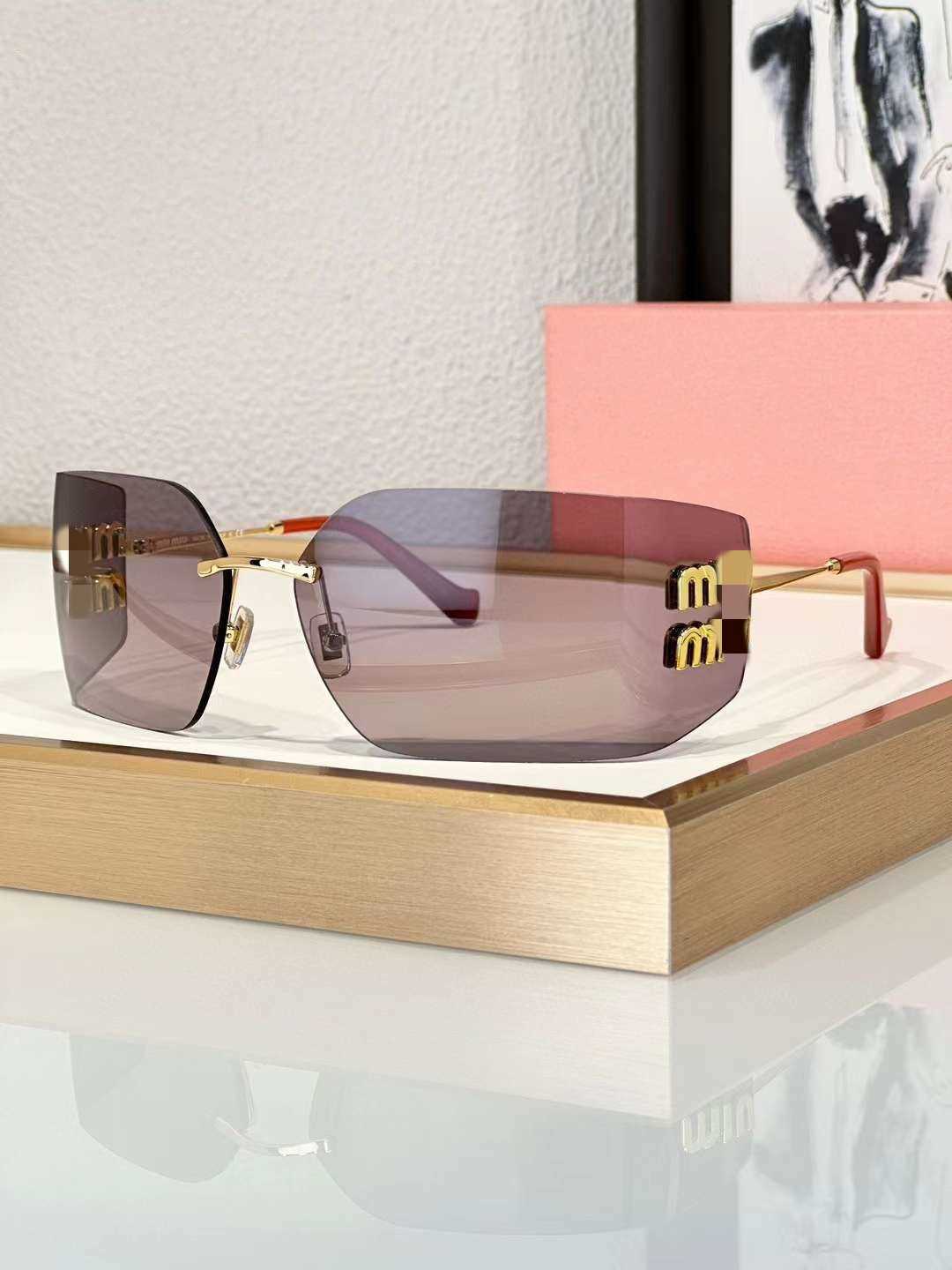 Designer occhiali da sole Miaos occhiali da sole donne nel 2024 Nuova telaio senza cornice Liu Yifei Zhang Yuanying Internet Famoso Stone Sun occhiali MU