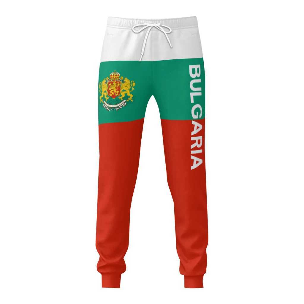 Herrbyxor Mens Sports Pants Bulgarian Flag Belt Pocket Jogger Football Multifunktionell sporttröja med DrawStringl2405