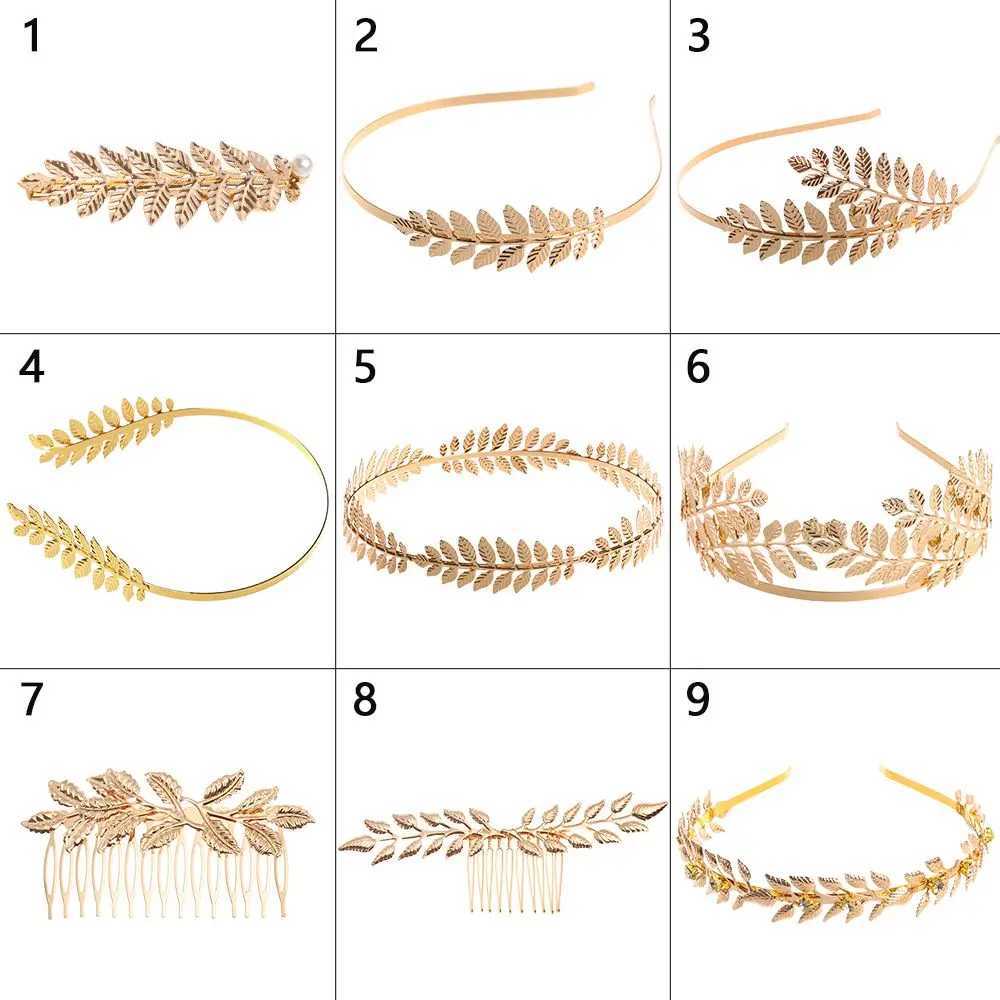 Tiaras Greek Gold Color Leaf Bandons de mariée Accessoires de cheveux de mariage pour femmes