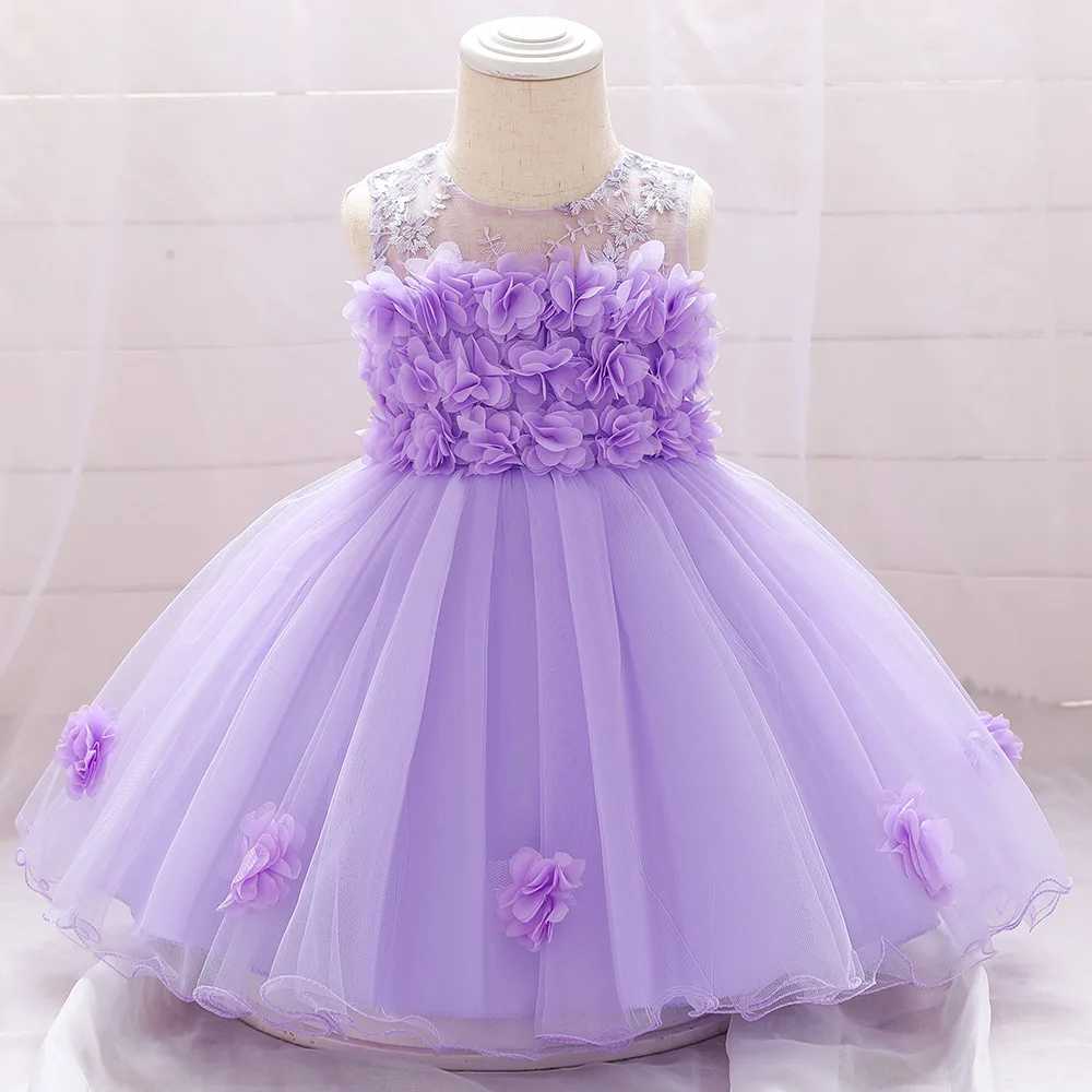 Robes de fille bébé fille frist anniversaire baptême robes enfants robe de fleur en dentelle pour petite fête de fête mariage pour enfant en bas âge vêtements de Noël