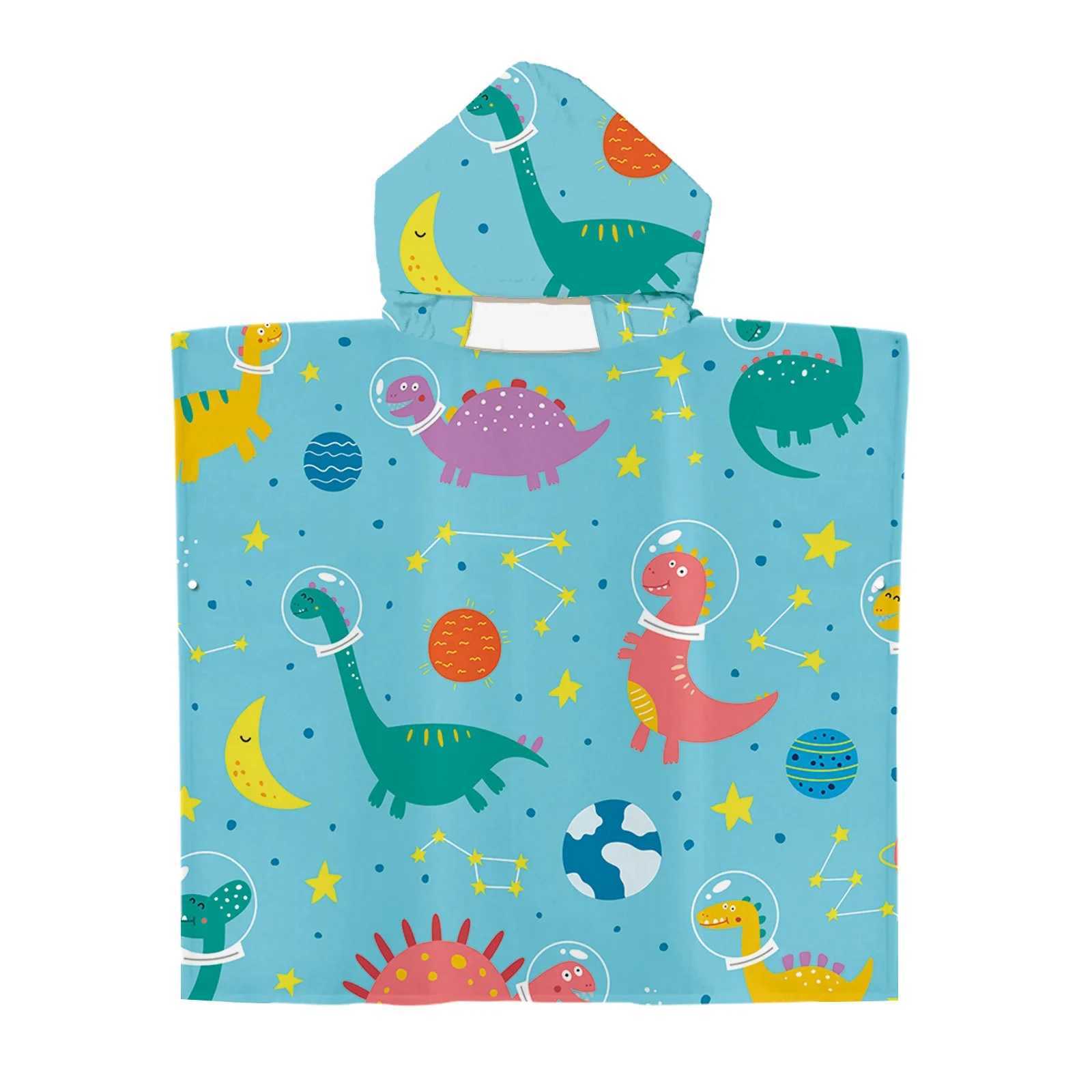 Serviettes robes dessin animé dinosaure grand serviette de plage ultra-fine fibre cape cape plongée combinaison pour adultes enfants parents enfants nageur et surf ponchol2404