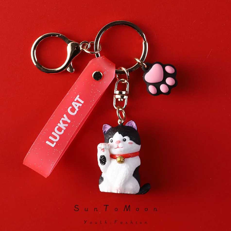 Keychains Lanyards süße Katze Keychain Creative Cat Claw Schlüsselbund Mädchen Ins Koreaner exquisites Schlüsselring -Anhängerbeutel Zubehör Telefon Charme Geschenk Q240429