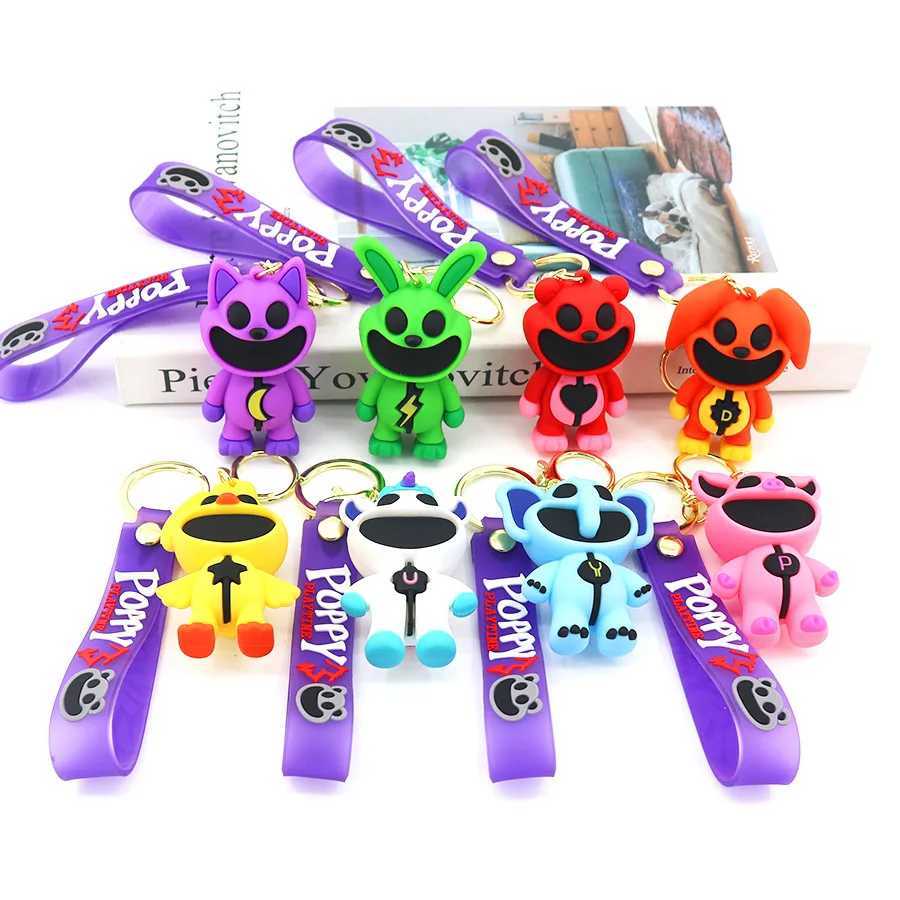 Keychains Lanyards Glimlachen Critters Keychain Cartoon Hopscotch Catnap Bearhug Keychain Mens Backpack Hanger Keychain Childrens Gift Q240429