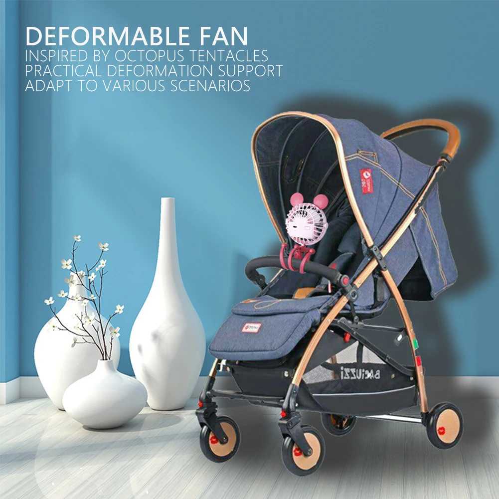 Elektrische Lüfter USB Chargeable Lüfter Baby Kinderwagen Bettlüfter Stummschaltlüfter mit clip variabler tragbarer Oktopus Mini Fan Office Desktop Lüfter D240429