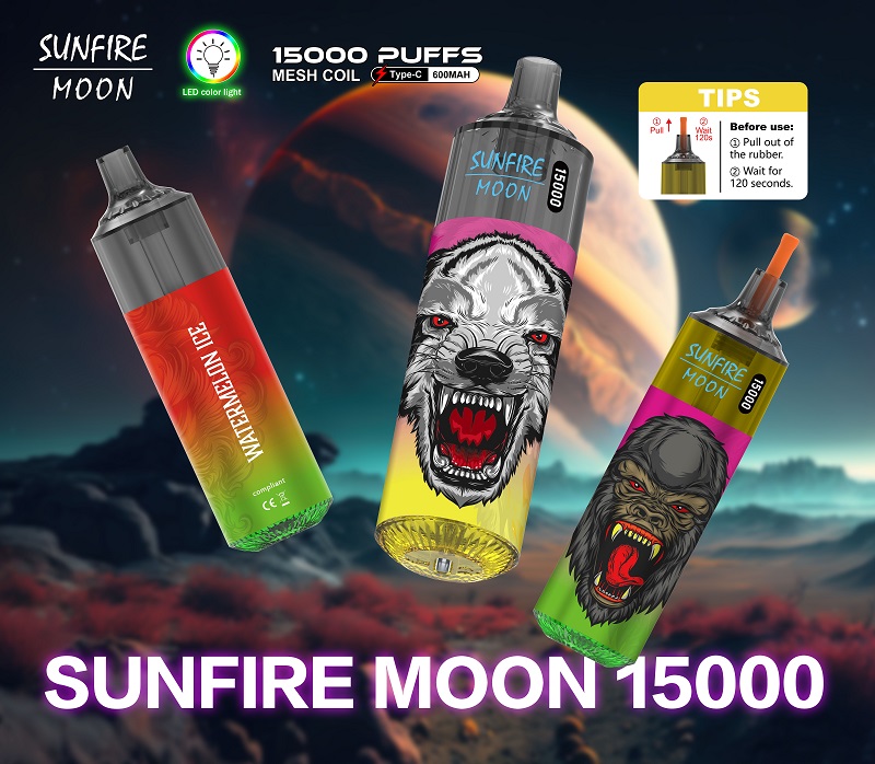 Factory Groothandel Prijs Sunfire Moon 15000 Puffs 20 ml 20 mg 30 mg 50 mg Wegwerp Pape Pen Pod Device met Oil Core Separation Design 15000 Puffs Electric-sigaret