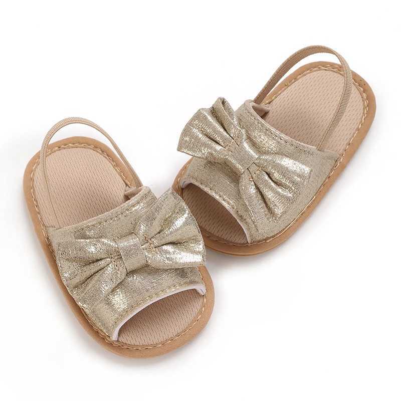 Sandals Fashion Newborn Infant Baby Girls Sandals Cute Summer Rubber Sole Flat Princess Shoes Infant Non-Slip First WalkersL240429