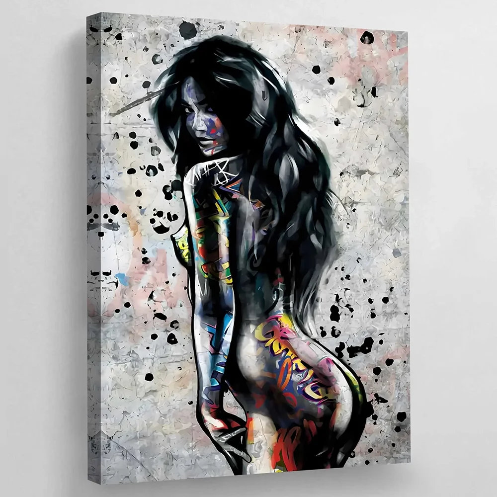 Street Art Female Body Wall Art Graffiti Luxus Leinwand Malmalerei Tattoo Frauenplakat und Druckbilder für Wohnkultur ungeradelt