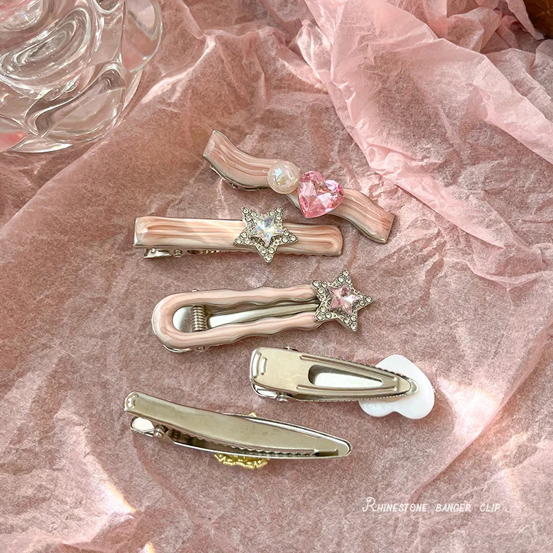 hairpins Girls Sweet Rhinestone Pearl Love Side Bangs Hair Clip Clip Female Barrettes Duckbill Clip Women Women Hair Associory