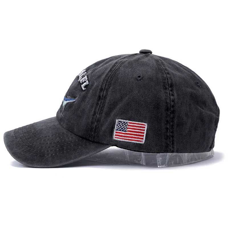 Caps à balle 2024 Nouveau coton de haute qualité US Flag Shark Mens Baseball Hat Womenle Bone Hip Hop Dad Gorilla Q240429