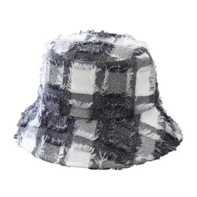 Breite Krempelnhüte Bucket Hats New Fisherman Hut Vintage Denim Eimer Hut Outdoor Herren und Frauen Baumwollwaschung Panama Hut Mode Hip Hop Gorros Bob Hut J240429