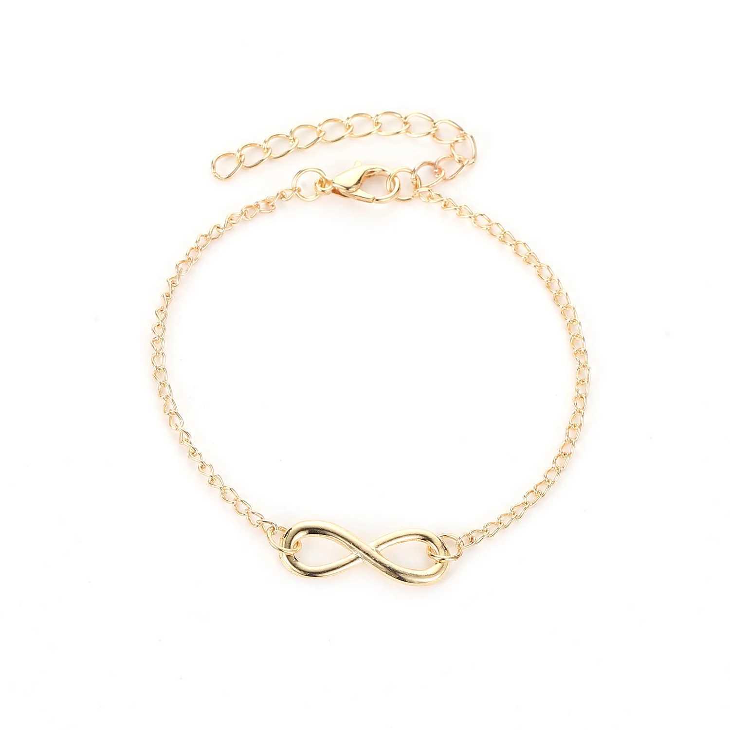 Chaîne Bracelet Infinity Color Silver Color simple pour les femmes Numéro 8 Charms Bracelets Bangles Fashion Insolite Bijoux de fête Lovergift