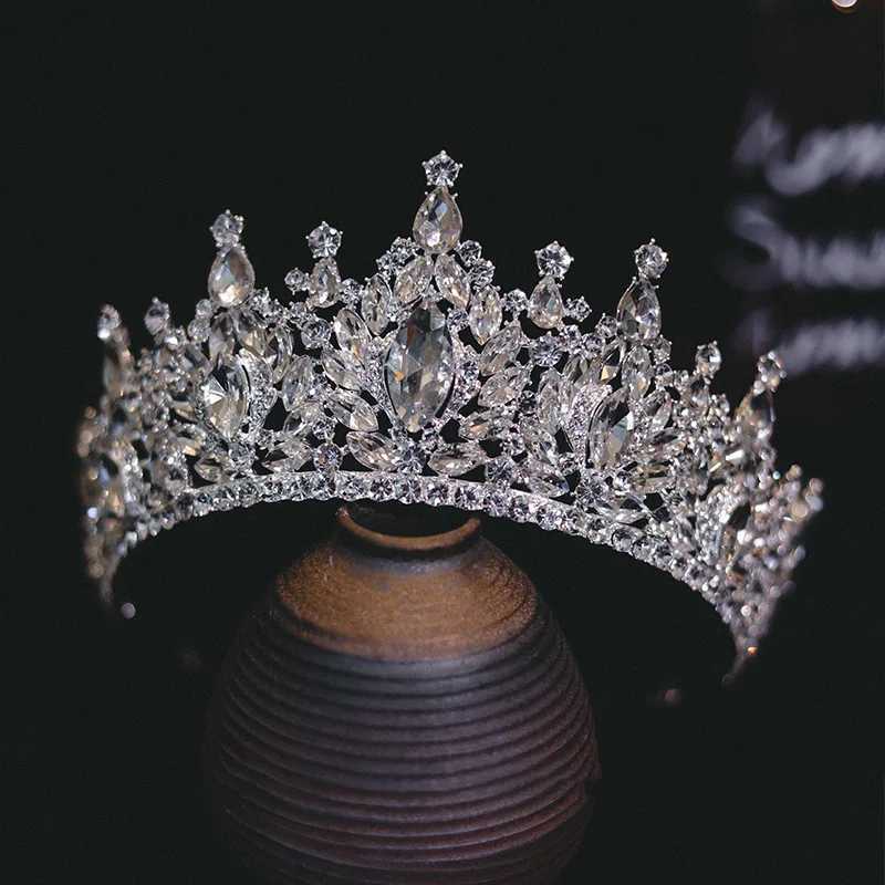 Tiaras barock lyxig stor vattendroppe kristall tiara krona för kvinnor flickor bröllop elegant brud prinsessa fest hårklänning smycken