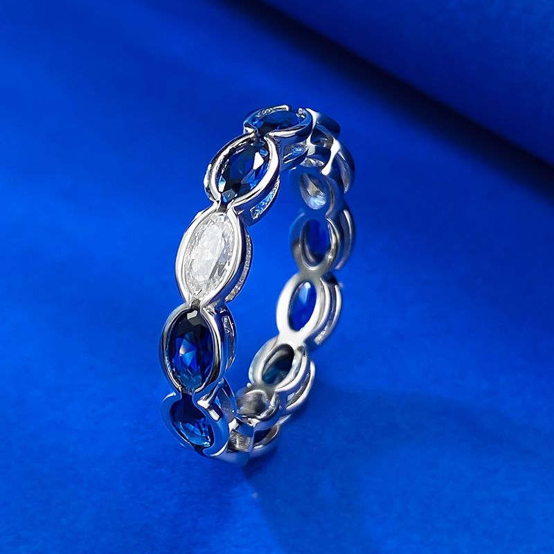 Eternity Marquise Cut Gems Diamond Ring Diamond Ring al 100% Real 925 Sterling Silver Party Wedding Cand Anelli donne Gioielli fidanzati