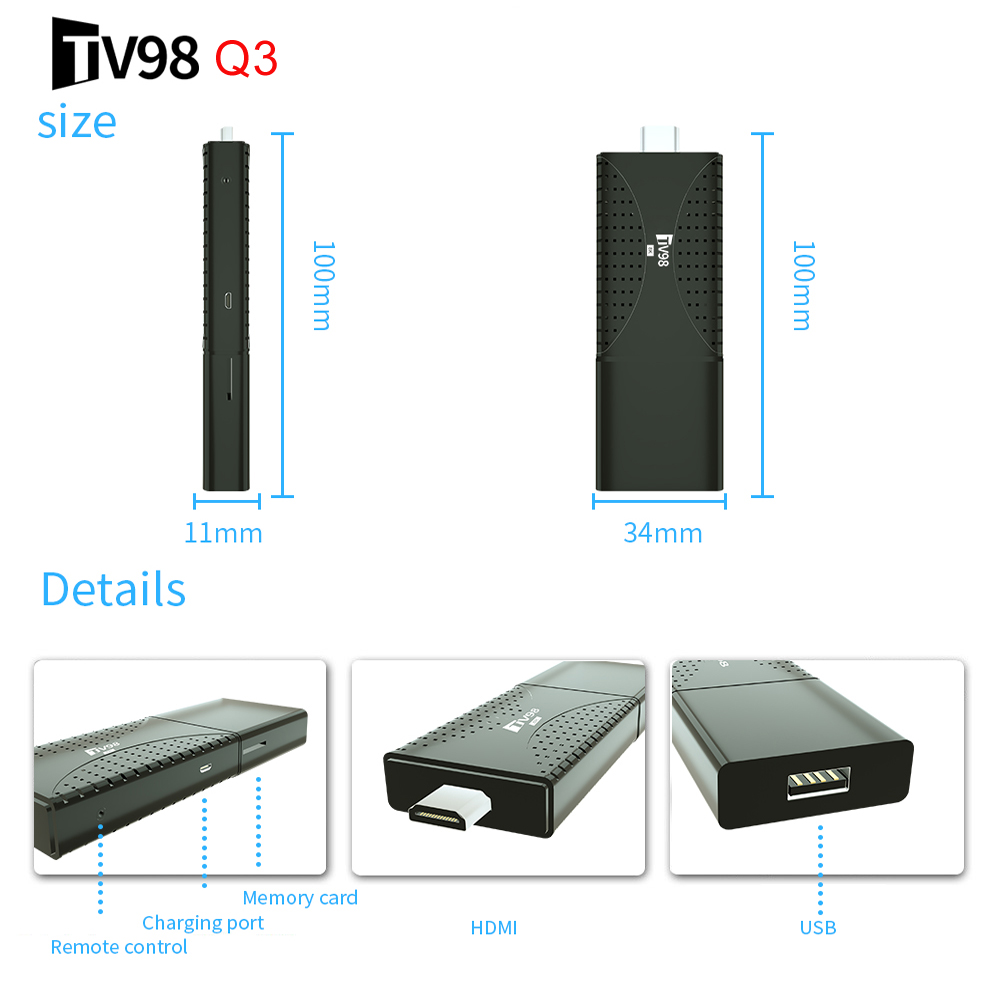 TV98 Q3 Android TV Box 13.0 8k Smart 2.4G 5G WiFi Allwinner H313A Cortex A7 Quad Core HDR Set Top Box HD 3D Portable Media Player