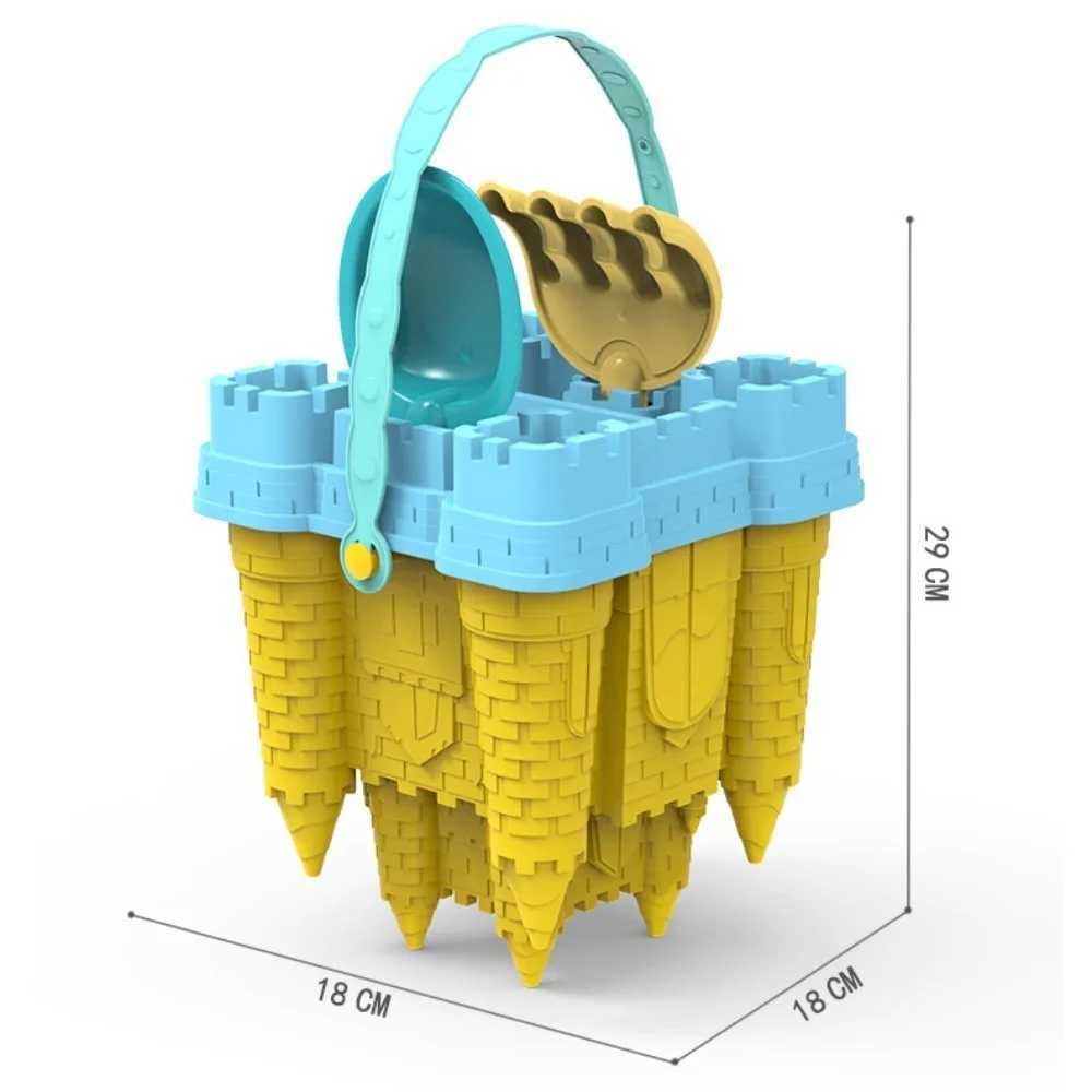 Sand Play Water Fun Beach Accessories Beach Sand Speelgoed Set Zomerspeelgoed Geel kasteel Emmer Speel Sand Set Plastic Fun Castle Sand Mold Toy D240429