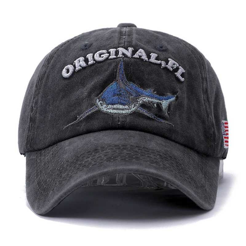 Caps à balle 2024 Nouveau coton de haute qualité US Flag Shark Mens Baseball Hat Womenle Bone Hip Hop Dad Gorilla Q240429