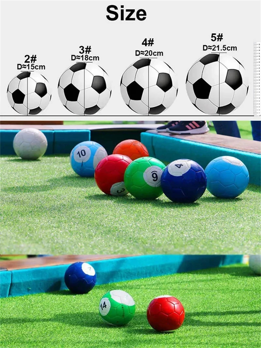 16 peças muito inflável bola de futebol snook, bola de bilhar, futebol de sinuca para o jogo de bola ao ar livre de snookball 2# 3# 4# 5# para opção