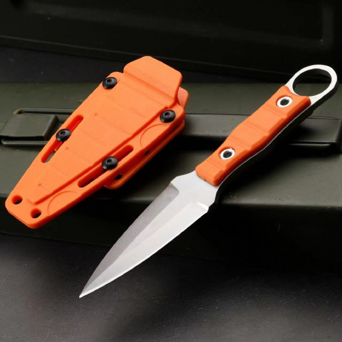 Topkwaliteit H0801 Outdoor Survival Tactical Knife AUS-8 Stone Wash Double Action Blade Volledige Tang GFN Handgreep Vaste mesmessen met Kydex