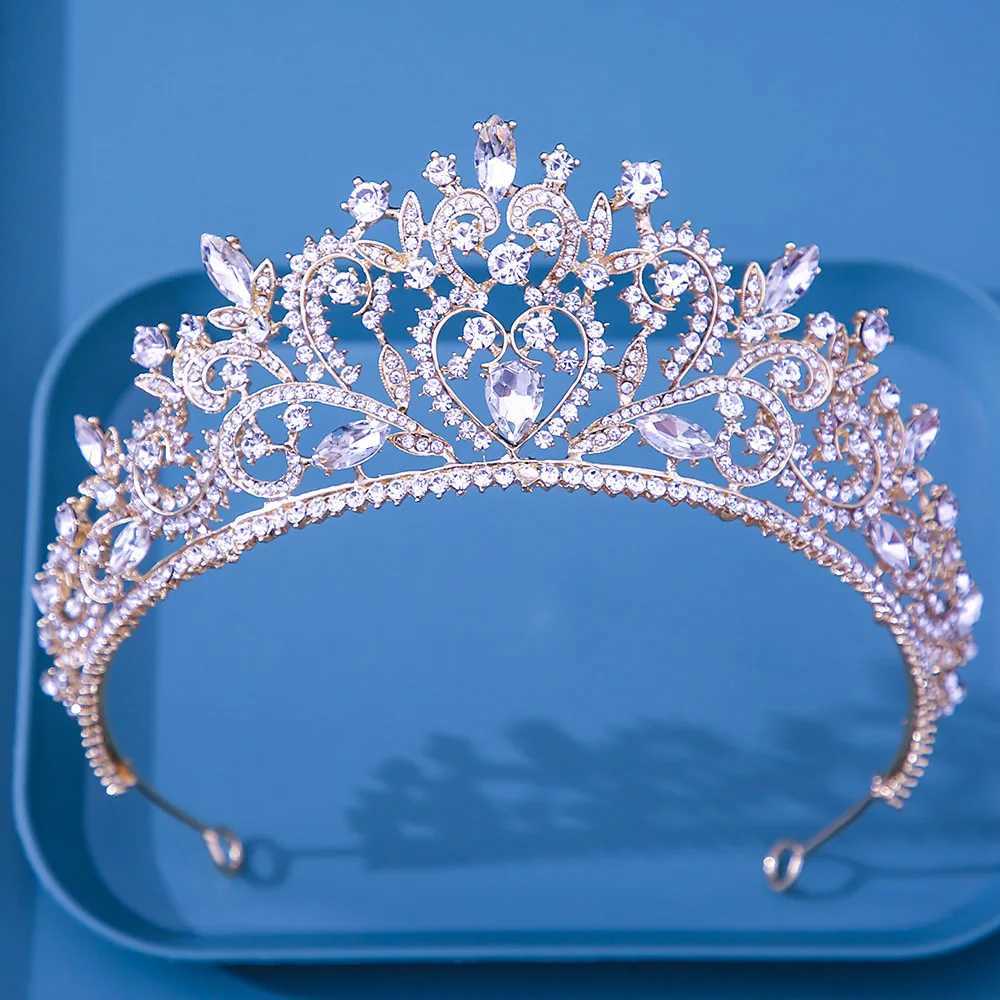 Tiaras lyx ab crystal blommor tiara krona för kvinnor bröllop fest gåva flickor drottning brud brud vatten dropp krona hår smycken