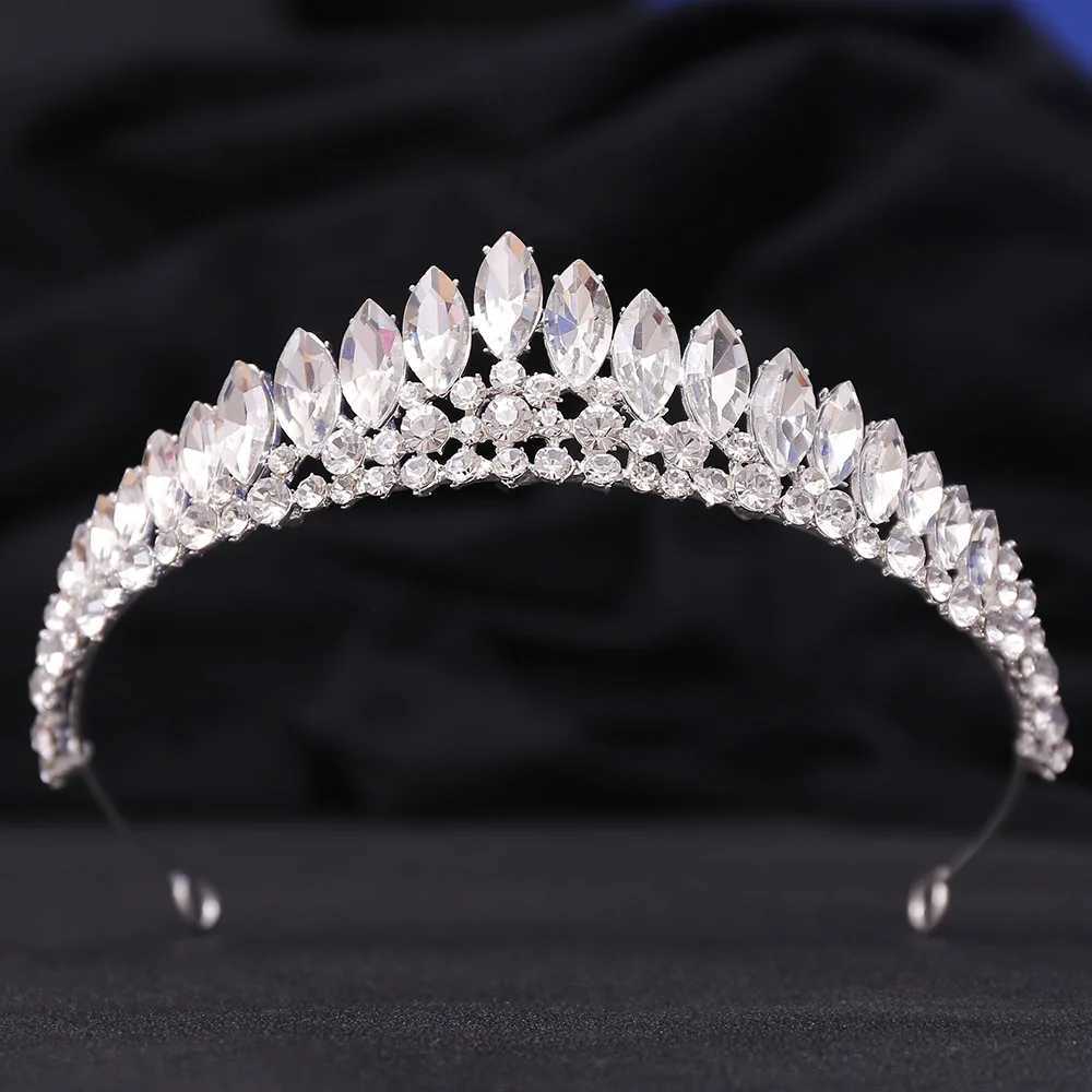Tiaras Korean Sweet Cute AB Crystal Tiara Crown For Women Girls Wedding Elegant Luxury Princess Party Hair Dress Jewelry
